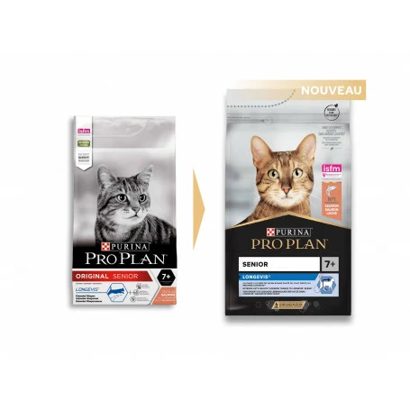PURINA PRO PLAN Cat Adult 7+ Avec LONGEVIS® Saumon 3 PURINA PRO PLAN Cat Adult 7+ Avec LONGEVIS® Saumon