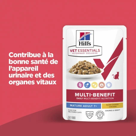 HILL'S Pet Nutrition Vet Essentials Chat Multi-Benefit Mature Adulte 7+ Poulet Sachet Repas 5 HILL'S Pet Nutrition Vet Essentials Chat Multi-Benefit Mature Adulte 7+ Poulet Sachet Repas – Image 3